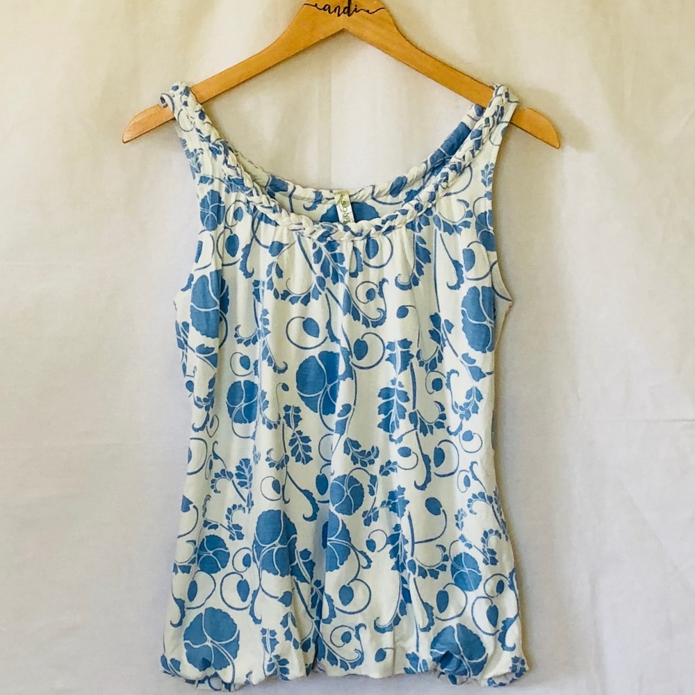 Soybu Blouson Floral Print Braided Top